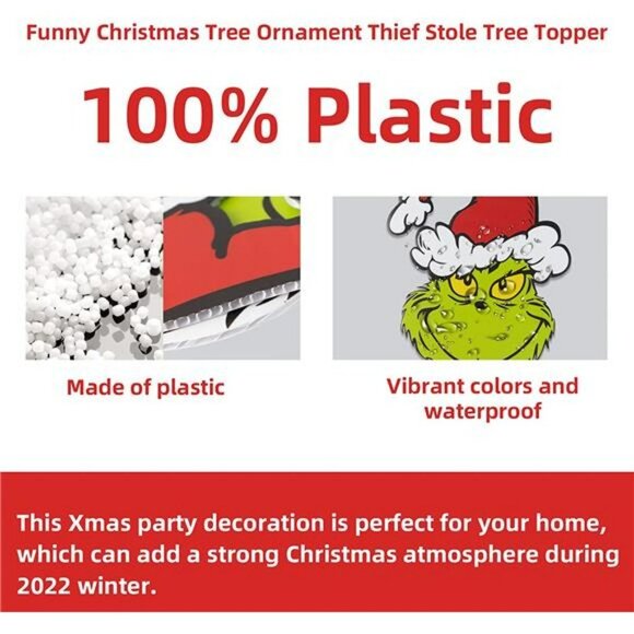 Funny Christmas Tree Ornament Thief Stole Tree Topper Head Arms and Legs - Picture 4 of 6